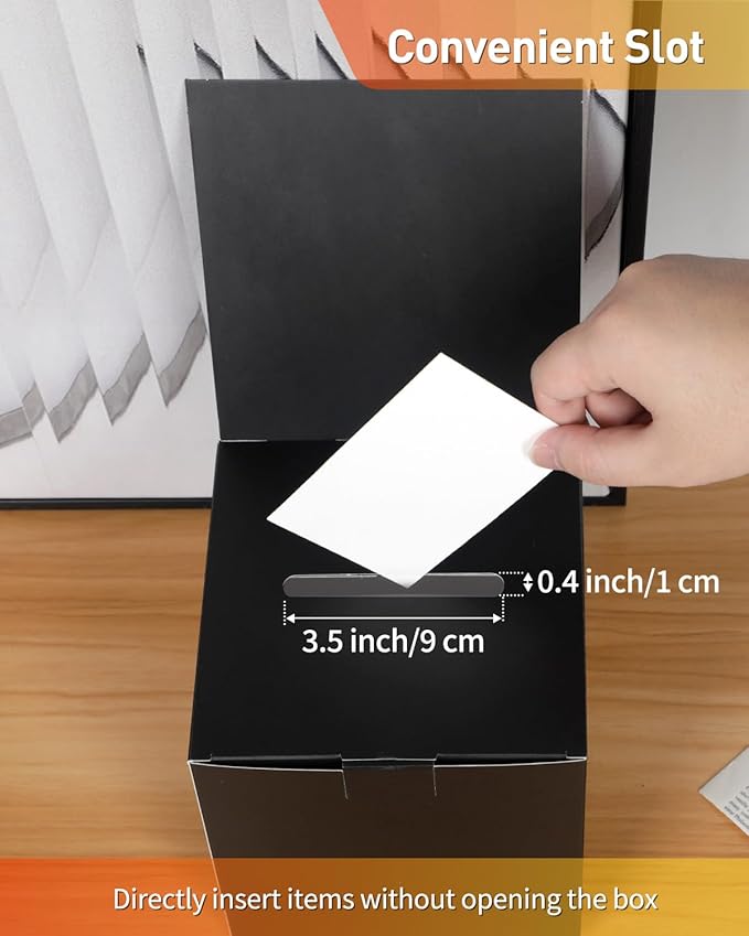 Uniclife 6 Pack Ballot Box with Slot 6" x 6" x 6" Suggestion Box Raffle Boxes Donation Boxes for Fundraising Black Cardboard Boxes with Removable Header for Business Voting Collecting Card Charity