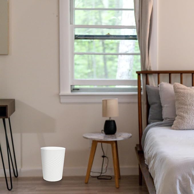 DAJITRE 1.8 Gallon Small Trash Can Wastebasket Recycling Bin Slim Profile for Compact Spaces Bathroom, Office, Bedroom, Kitchen (1.8 Gallon, White)