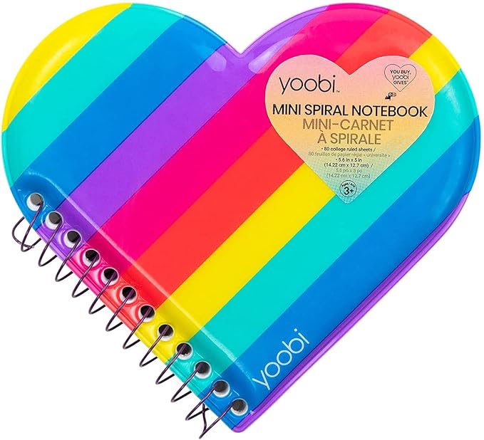Yoobi Mini Notebooks & Message Pads for Kids & Adults – Mini Spiral Notebook Set with Puffy Covers (Taco, Heart, Rainbow, Drink) – Set of 4