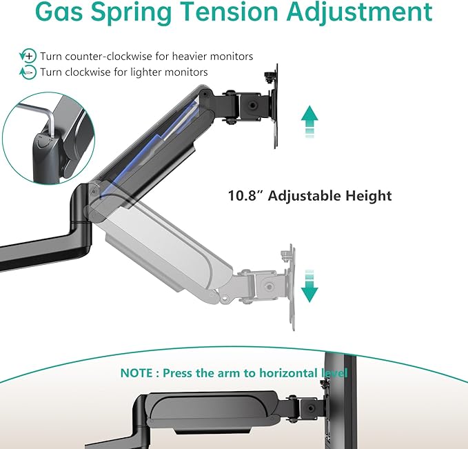 WALI Triple Monitor Mount for 13-27 inch Screens, Adjustable 3 Monitors Desk Mount with Swivel, Tilt, Clamp & Grommet Kit, Gas Spring Arm Triple Monitor Stand, VESA 75x75/100x100mm (GSDM003), Black