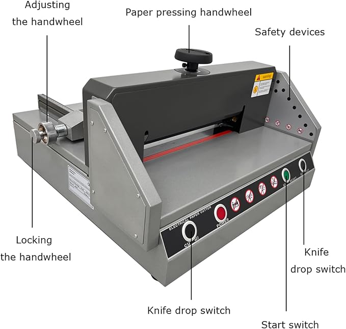 A4 13″ Desktop Electric Paper Cutter with Infrared Photo Electric Protection Paper Stack Guillotine Trimmer for Office, School 110V 120W