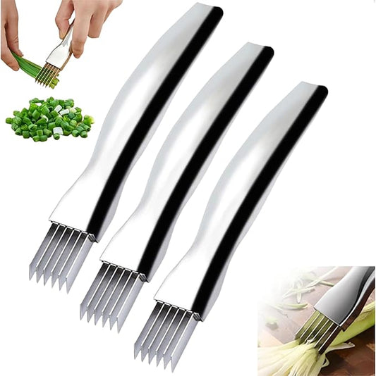 Shred Silk The Knife, 2025 Upgrade Green Onion Cutter Stainless Steel Chopped Kitchen Slicing Tool Cutter for Vegetables Onion Garlic, Multifunctional Kitchen Food Vegetable Cutter (3Pack)