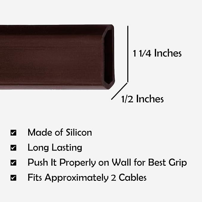 Rubber Bond TV Cord Hider Cable Protector - Strong Self Adhesive Wall Cord Cover Cable Hider - Low Profile Cable Management Wall Cord Concealer Cable Raceway (Dark Brown, 6 Feet)