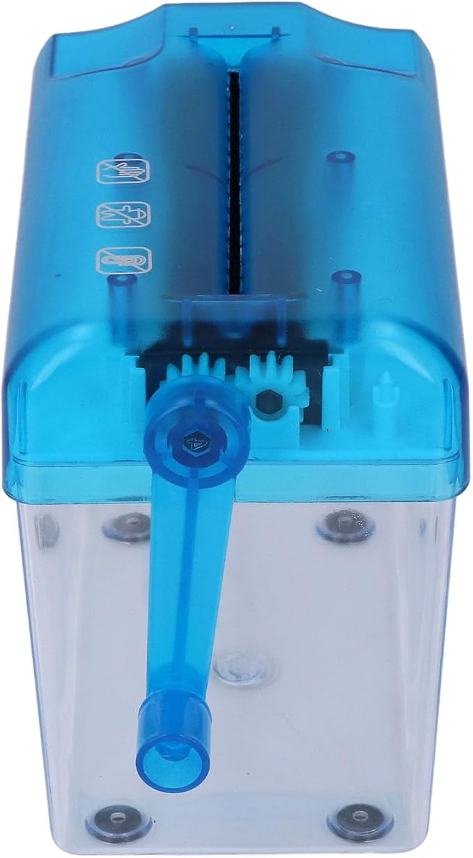 Manual Shredder Strip Cut Shredding Machine Desktop A6 Paper Cutting Tool for Office School Home Use Blue