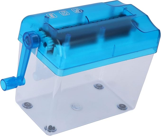 Manual Shredder Strip Cut Shredding Machine Desktop A6 Paper Cutting Tool for Office School Home Use Blue