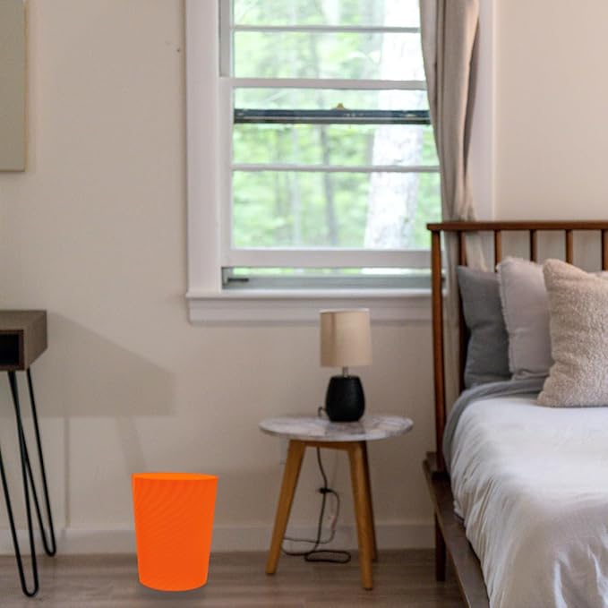 DAJITRE 1.8 Gallon Small Trash Can Wastebasket Recycling Bin Slim Profile for Compact Spaces Bathroom, Office, Bedroom, Kitchen (1.8 Gallon-2pack, Orange)