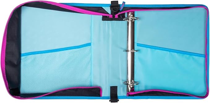 Case it 6 Pack Universal Monster Eye Zipper Binder with Removable Laptop Sleeve, 2-Inch O Rings, Shoulder Strap, LT-307-ME-C-MAG, Magenta