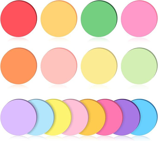 BAYTORY 480 Sheets Round Shape Sticky Notes, 16 Color Bright Colorful Sticky Pad, Cute Self-Stick Note Pads, 30 Sheets/Pad for School Office Home Desk Accessories (Round Shape)