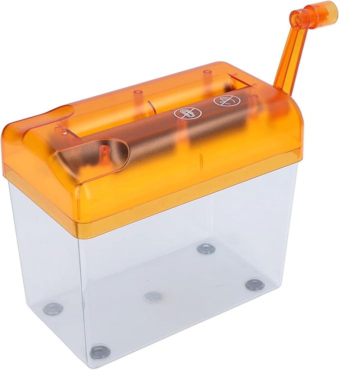 Manual Paper Shredder, Mini Hand Shredder Mini Desktop Paper Shredder Manual Hand Crank Shredder Portable File Paper Shredder Documents Paper Cutting Tool for Home Office(Orange)