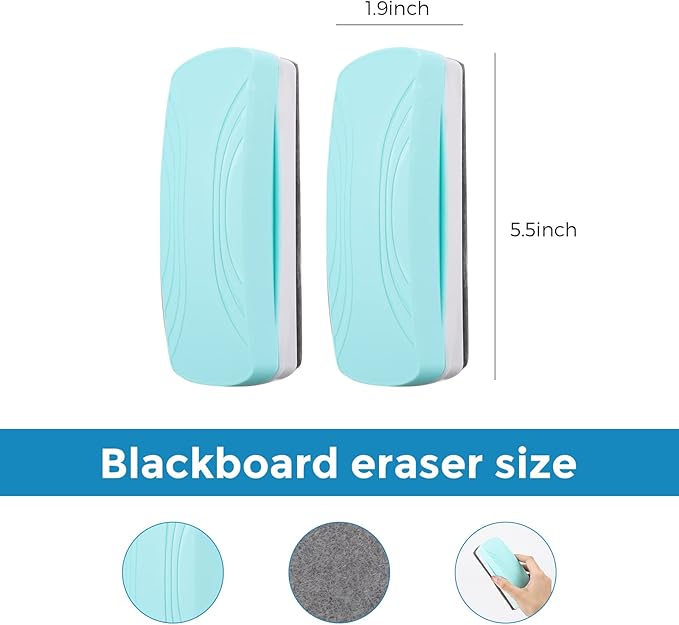 Ddaowanx Whiteboard Eraser, Magnetic Dry Erase Eraser, Glass Board Eraser,School and Office Supplies, Pack of 2 (Light Blue)