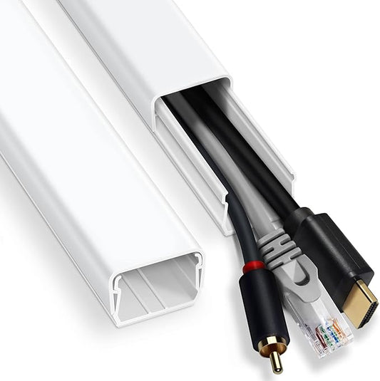 102in TV Wall Cord Hider, Cord Covers for Wall Mounted TV, Paintable TV Cable Hider Wall Kit, PVC Wire Hiders for TV on Wall, Cable Cover Wall Wire Cover, Cable Raceway White, 6X L17in W0.95 H0.59in