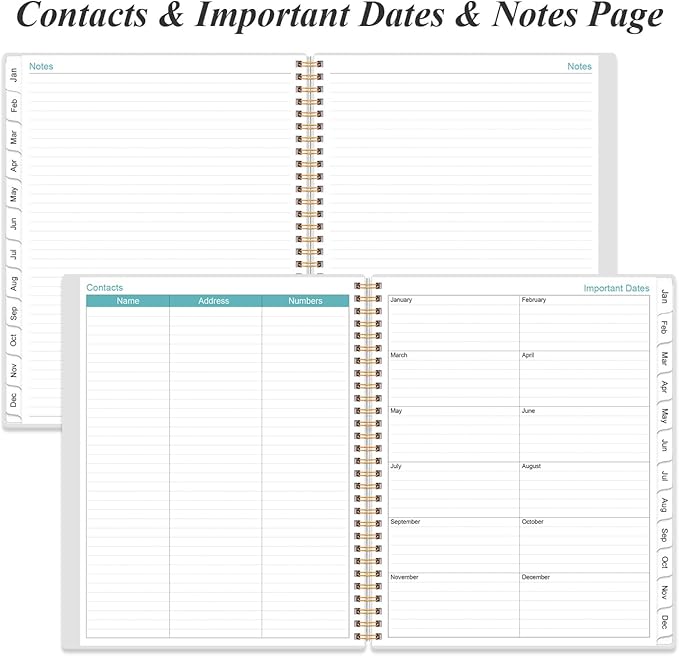 2026-2027 Monthly Planner - 18 Monthly Calendar, January 2026 - June 2027, Two Pages Per Month, 9" x11" Planner with Tabs, Strong Twin-Wire Binding, Inner Pocket, Rose Flowers