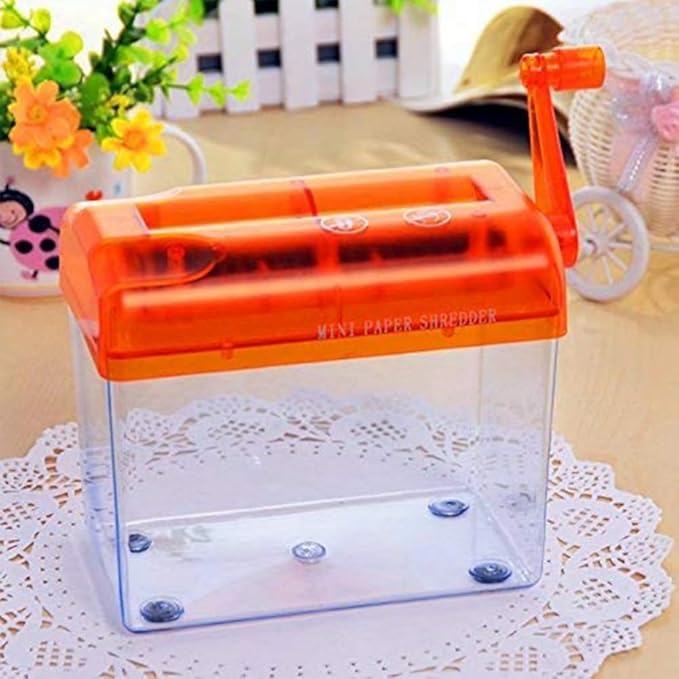 Portable Hand Shredder Yipgou A6 Paper Shredder Manual Paper Shredder Mini Paper Cutting Machine with 1.5L Basket Office School Home Desktop Stationery for Paper Bills Receipts