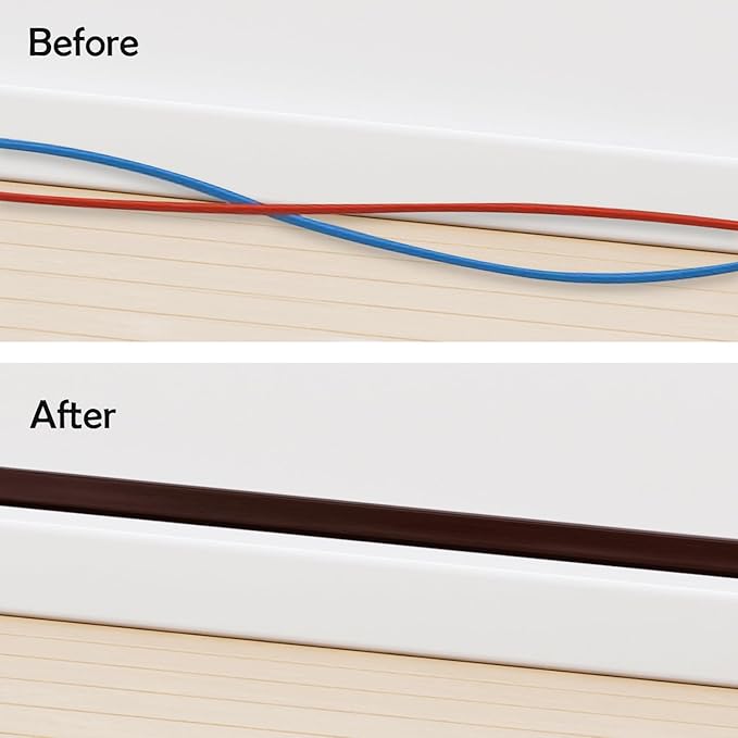 Rubber Bond TV Cord Hider Cable Protector - Strong Self Adhesive Wall Cord Cover Cable Hider - Low Profile Cable Management Wall Cord Concealer Cable Raceway (Dark Brown, 6 Feet)