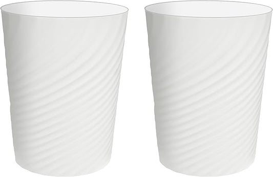 DAJITRE 1.8 Gallon Small Trash Can Wastebasket Recycling Bin Slim Profile for Compact Spaces Bathroom, Office, Bedroom, Kitchen (1.8 Gallon-2pack, White)