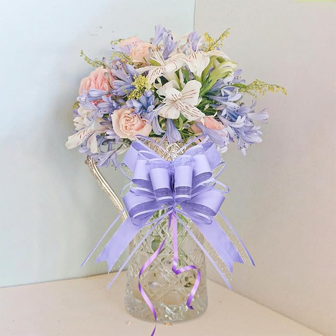 WEWILUCK Bows for Gift Wrapping, Light Purple Gift Bows for Presents, Gift Baskets, Big Fancy Bow for Birthdays, Parties, Christmas, and Everyday(6 inches, 15PCS)