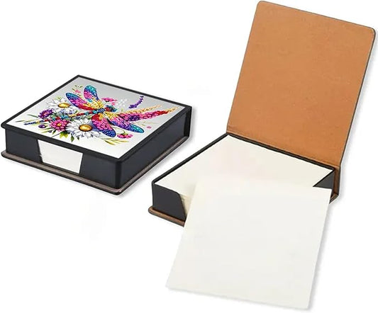 Dragonfly Diamond Painting Kit Note Box,Memo Paper Storage Box Diamond Art,Sticky Note Holder Diamond Art,Diamond Painting Memo Pad for Office Desk. (Dragonfly)
