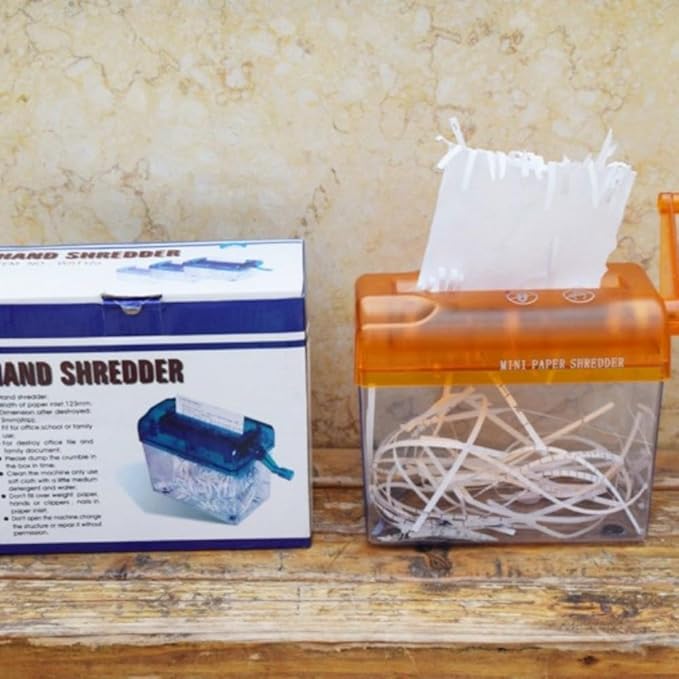 Portable Hand Shredder Yipgou A6 Paper Shredder Manual Paper Shredder Mini Paper Cutting Machine with 1.5L Basket Office School Home Desktop Stationery for Paper Bills Receipts