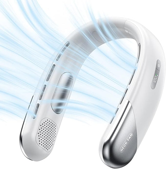 Portable Neck Fan Personal 4000mah Bladeless Cooling Neck Fan Blow Cold Air Neck Cooler Wearable Fan Around Your Neck Adjustable Hands Free Rechargeable Gift For Men Women Mom Dad Travel Essentials