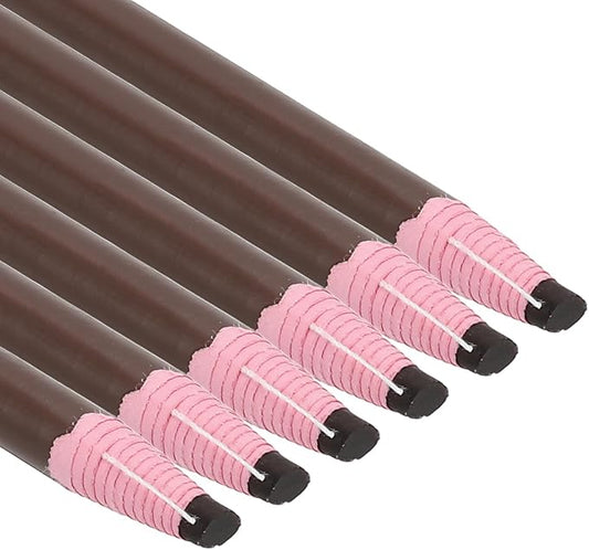 PATIKIL China Markers, 6 Pack Grease Pencil Peel Off Wax Pencil Wood for Labeling Drawing Glass Garments Film Paper Vinyl Metal, Brown