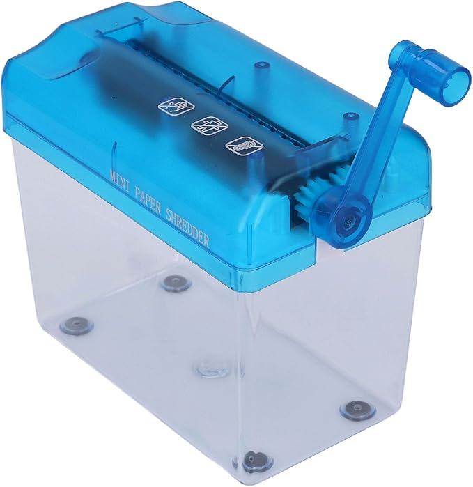 Manual Shredder Strip Cut Shredding Machine Desktop A6 Paper Cutting Tool for Office School Home Use Blue