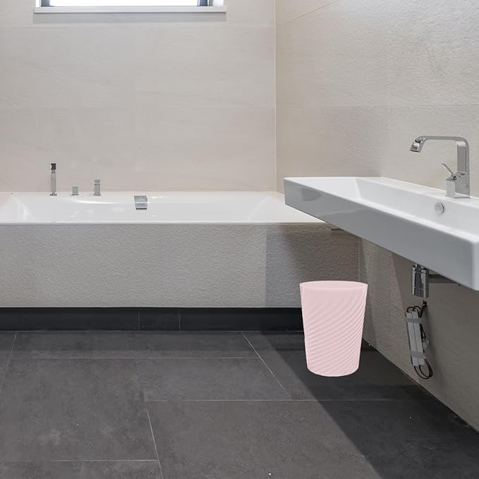 DAJITRE 1.8 Gallon Small Trash Can Wastebasket Recycling Bin Slim Profile for Compact Spaces Bathroom, Office, Bedroom, Kitchen (1.8 Gallon-2pack, Pink)