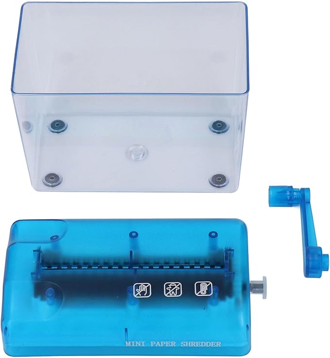 Manual Shredder Strip Cut Shredding Machine Desktop A6 Paper Cutting Tool for Office School Home Use Blue