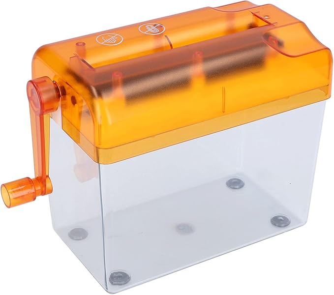 Manual Paper Shredder, Mini Hand Shredder Mini Desktop Paper Shredder Manual Hand Crank Shredder Portable File Paper Shredder Documents Paper Cutting Tool for Home Office(Orange)