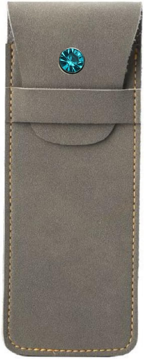 Handmade Leather Pen Case Set - 5 - Pack with Artificial Sapphire Inlay, Multi - Color Pen Sleeves for Fountain Pens & Markers (red)