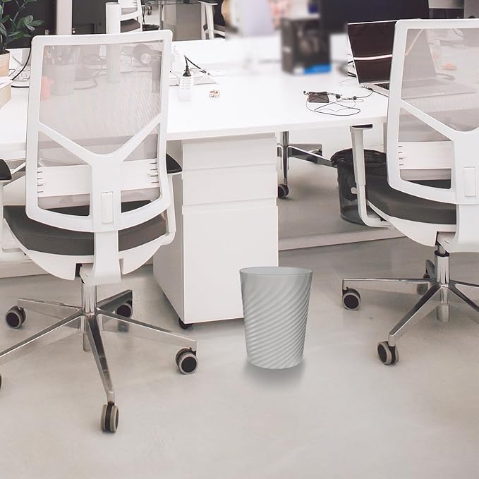 DAJITRE 1.8 Gallon Small Trash Can Wastebasket Recycling Bin Slim Profile for Compact Spaces Bathroom, Office, Bedroom, Kitchen (1.8 Gallon, Grey)