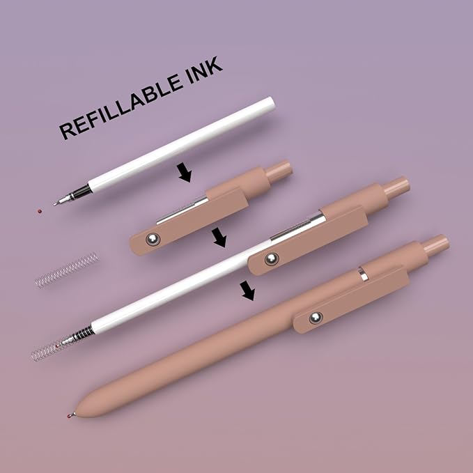 Gel Pens,0.5mm Quick Dry Black Ink Pens Fine Point Smooth Writing Pens, Nurse Aesthetic Cute Pens stationary for women,Pens Ballpoint for School Office Home(10 Pcs Morandi-Black Ink)