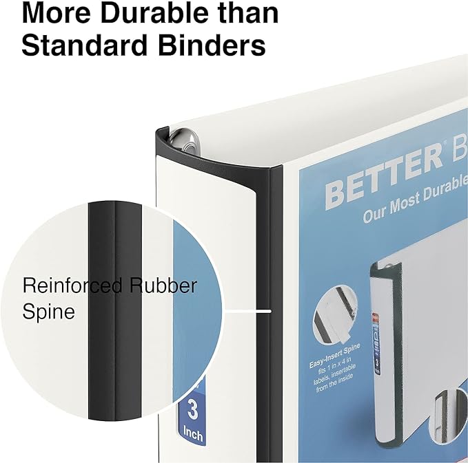 Staples 702879 Better 3-Inch D 3-Ring View Binder White (15125-Cc)