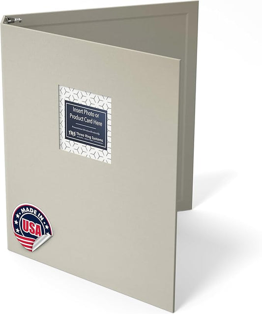 Customizable 1-Inch 3-Ring Binder with Linen Cover & Insertable Window – Ideal for Photos, Portfolios, Recipes, and Presentations – Durable, Eco-Friendly – Made in The USA (Canvas Linen)