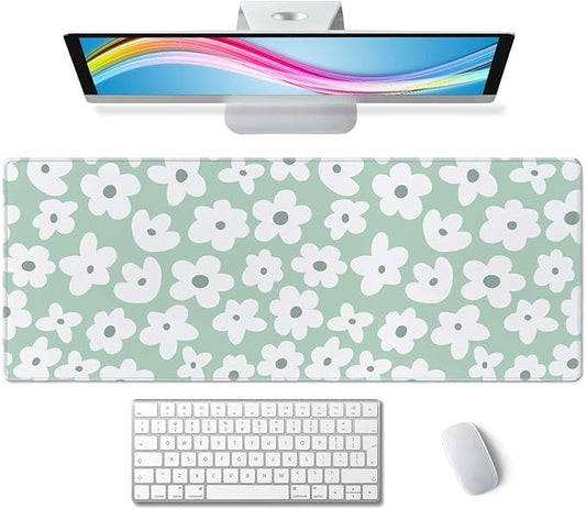Desk Mat, Large Desk Pad Large Mouse Pad Cute Desk Accessories Home Office Essentials XL Desk Mat Desk Pad Mat for Keyboard Mouse Desk Pads On Top of Desks Computer Cute Groovy Flowers