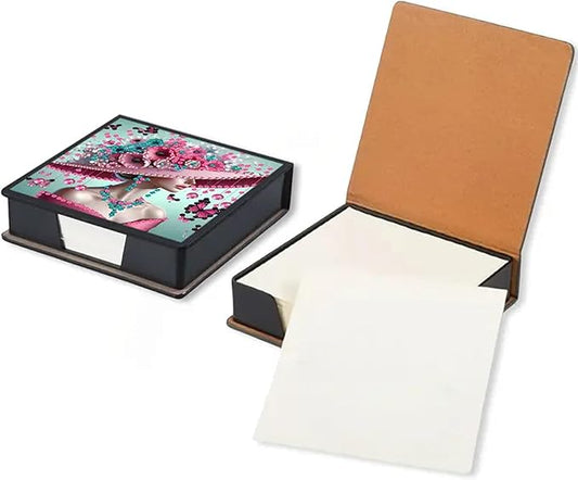Woman Diamond Painting Kit Note Box,Hat Memo Paper Storage Box Diamond Art,Sticky Note Holder Diamond Art,Diamond Painting Memo Pad For Office Desk. (Woman)
