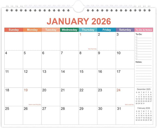 2026 Calendar - Wall Calendar 2026 from January 2026 to June 2027, 2026 Calendar with Premium Paper, Twin-Wire Binding & Hanging Hook, 11.5" x 14.5", Colorful