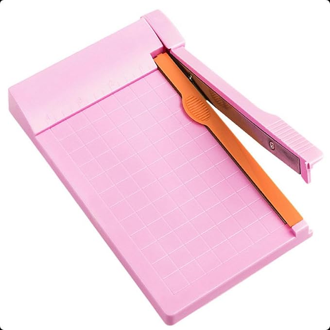 Paper Cutter, Small Paper Trimmer with Safety Guard, Portable Paper Cutter Slider, 5-Sheet Capacity, Guillotine Paper Cutter for Cardstock, Photos, Office, Scrapbooking, School, Studio, Craft