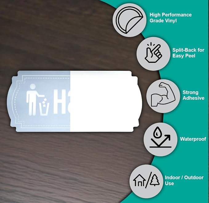 Recycle and Trash Stickers for Trash Cans - Stainless Steel Style Vinyl Recycling Bin Labels - 2 Pack - 6.5" by 3" Decals Logo - Waste Signs for Home Kitchen or Office Bins Indoor/Outdoor Use