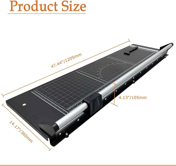 36" Rotary Paper Trimmer Cutter, Gliding Cutters with Mental Structure, Bi-Directional Cutting Blade, for Cutting Photo Paper, Film, Standard Paper, with 2 Spare Blades