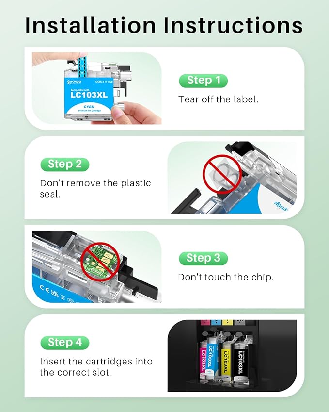 LC103XL LC103 Color Ink Cartridge Compatible for Brother LC103 XL LC101 103 Work With Brother MFC-J870DW MFC-J4510DW MFC-J450DW MFC-J6920DW MFC-J650DW (1 Black, 1 Cyan, 1 Magenta, 1 Yellow | 4 Pack)