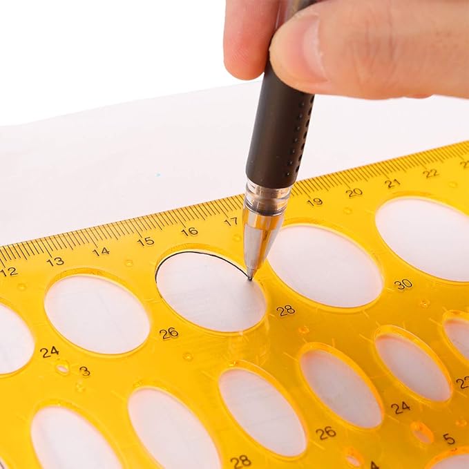 Rocutus 2pcs Ellipse Isometric Oval Geometry College Math Stencil Ruler Template for School Office