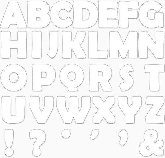 Qyeahkj 150 PCS Large 6" Font Bulletin Board Letters and Punctuation Cutouts Combo Set Pure White Border Letters Decoration for Classroom Alphabet Poster Wall Bulletin Board Display Home School Decor