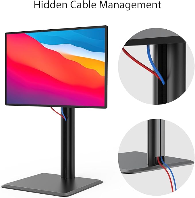 BEWISER Vertical Heavy Duty Double Monitor Riser Fits Two 17 to 49 Inch Screen with Swivel, Tilt, Support 33lbs Monitor,Height Adjustable(Black)