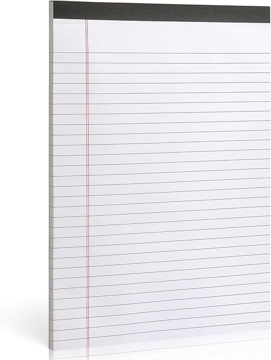 ZZTX Legal Pads 8.5 x 11 Inch White Writing Notepad, Lined Writing Pads for Work Office School, 50 Sheets Per Pad, A4, 1 Pack