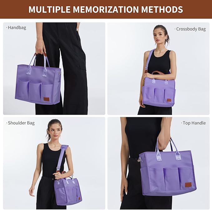 Fancy Forest Utility Work Tote Bags for Women With Compartments & Zipper,Large Canvas Tote Pruse Cossbody for College, Travel