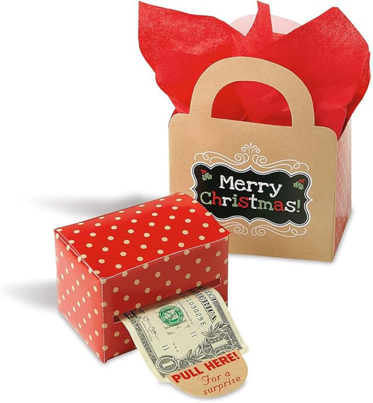 Current Kraft Christmas Money Dispenser and Gift Set, 2-1/2 x 3-Inch Bill Holders with Holiday Cash Box for Kids, Includes 60 Seals to Join Bills