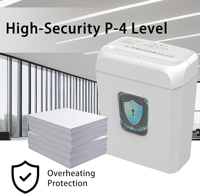 Bonsaii 5-Sheet Cross Cut Paper & Credit Card Shredder, Handles Staples/Paper Clips, 3.4Gal Pullout Bin, Compact for Home Office, White