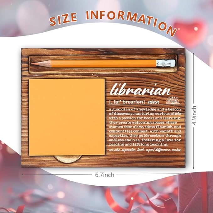 Thank You Appreciation Gift for Librarian, Inspirational Desk Sign for Librarian Library Workers Book Lovers, Appreciation Gift for School or Public Librarians Self-Stick Note Pad Holders-LBB97