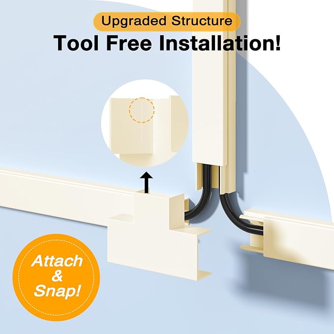 Delamu 157in Cord Hider, Cord Cover Wall Cable Management, Paintable Wire Cover for Cords, Cable Hider Raceway Kit, Cable Cover Concealer, Wire Hiders for TV on Wall, 10 X L15.7 W1.18 H0.6in, Beige