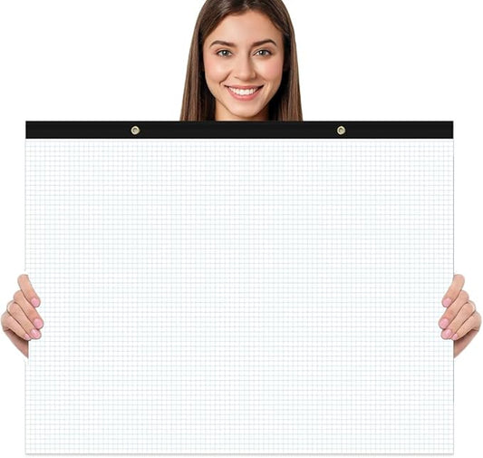 Yaridar Large Engineering Graph Paper - 22" x 17" Grid Paper Notepad, 4"x4" Blue Grid 50 Sheets/100 Pages Paper for Engineer Architect Designer Mathematician Draftsman